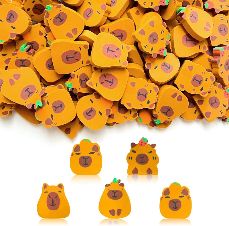 Kleeblatt Mini Capybara Erasers for Kids Bulk, 50 PCS Fun Cute Desk Pets for Kids Classroom, Treasure Box Prizes,Party Favors for Kids Goodie Bags, Back to School Gifts for Students - Image 1